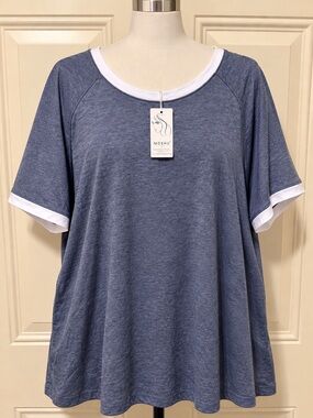 Moshu Gray Heather Short Sleeve Tee with White Trim Size 3XL